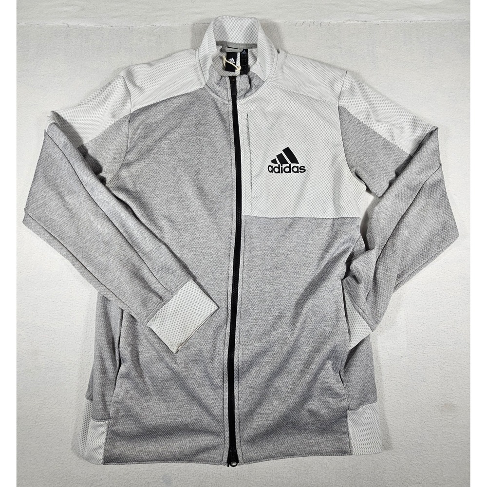 Adidas‎ Mens Grey Colorblock Full Zip Mesh Track Jacket DU2572 Size Medium